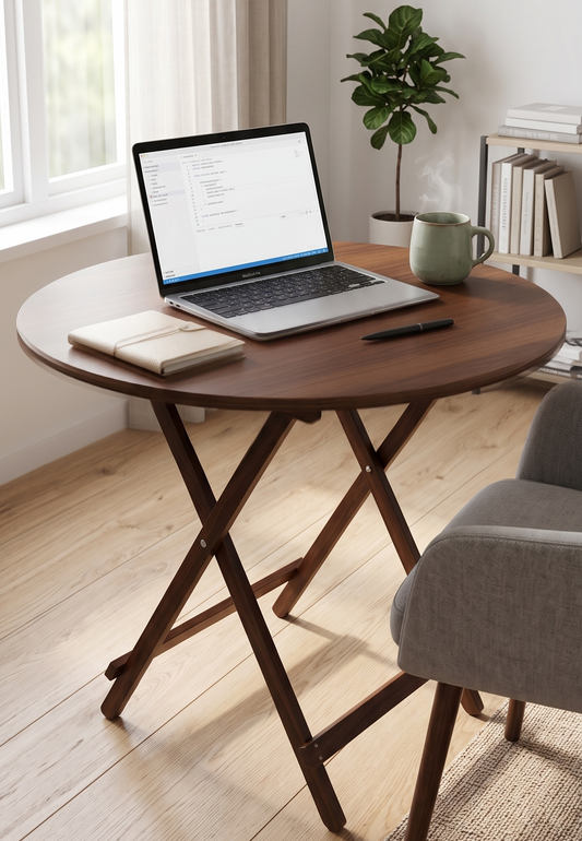Round Foldable Table (Walnut)