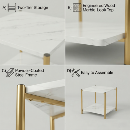 Square Coffee Side Table - (White)