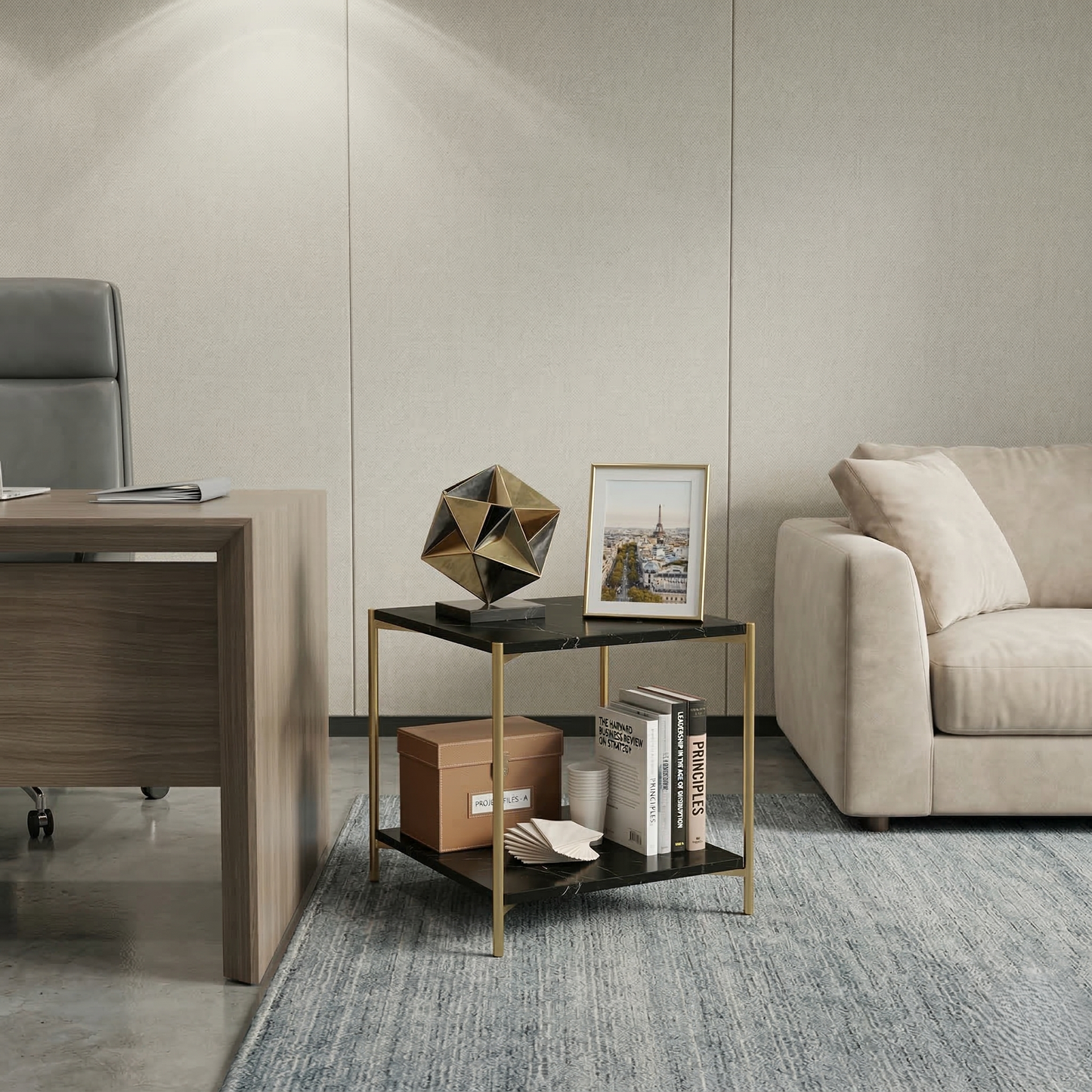 Square Coffee Side Table - (Black)