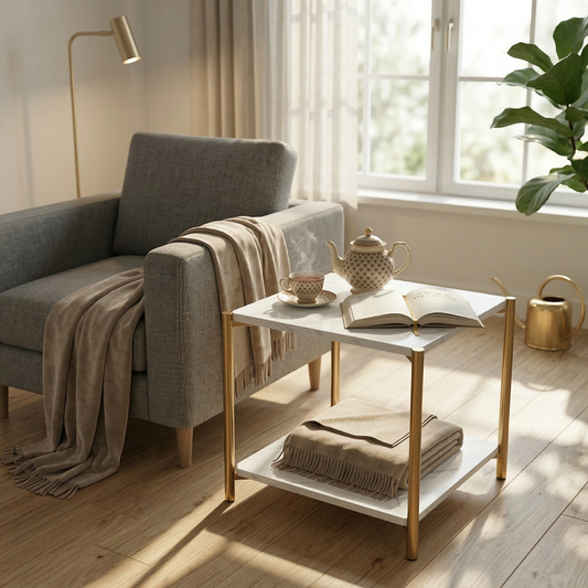 Square Coffee Side Table - (White)