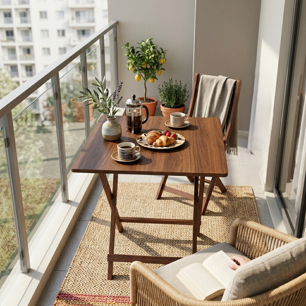Square Foldable Table (Walnut)