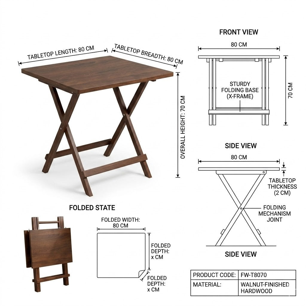 Square Foldable Table (Walnut)
