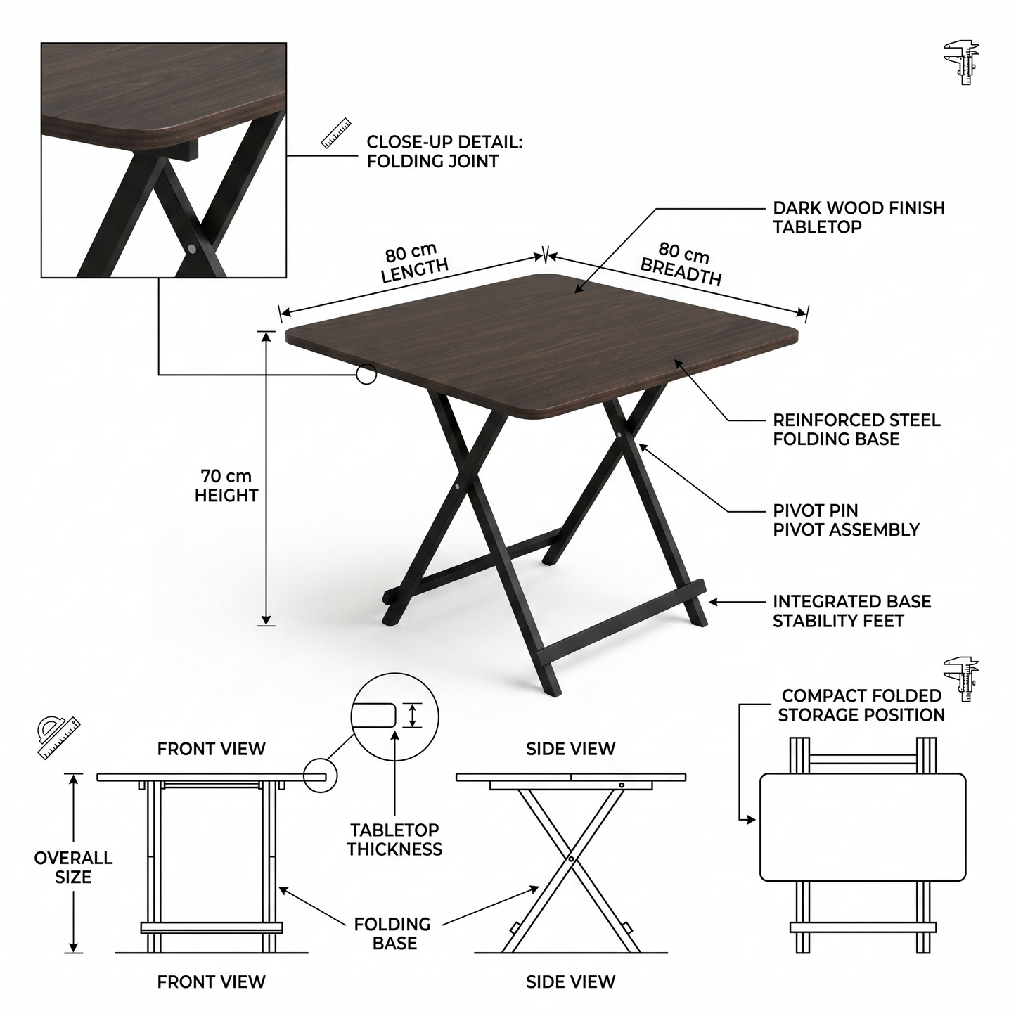 Square Foldable Table (Wood Color)