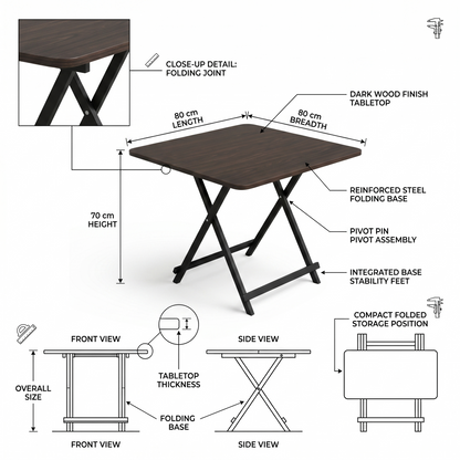 Square Foldable Table (Wood Color)