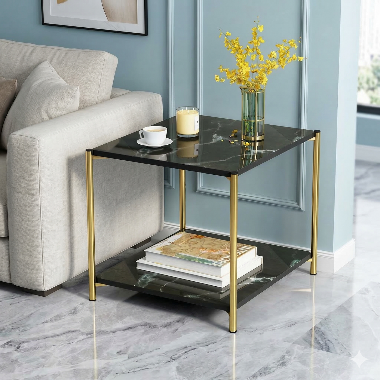 Square Coffee Side Table - (Black)