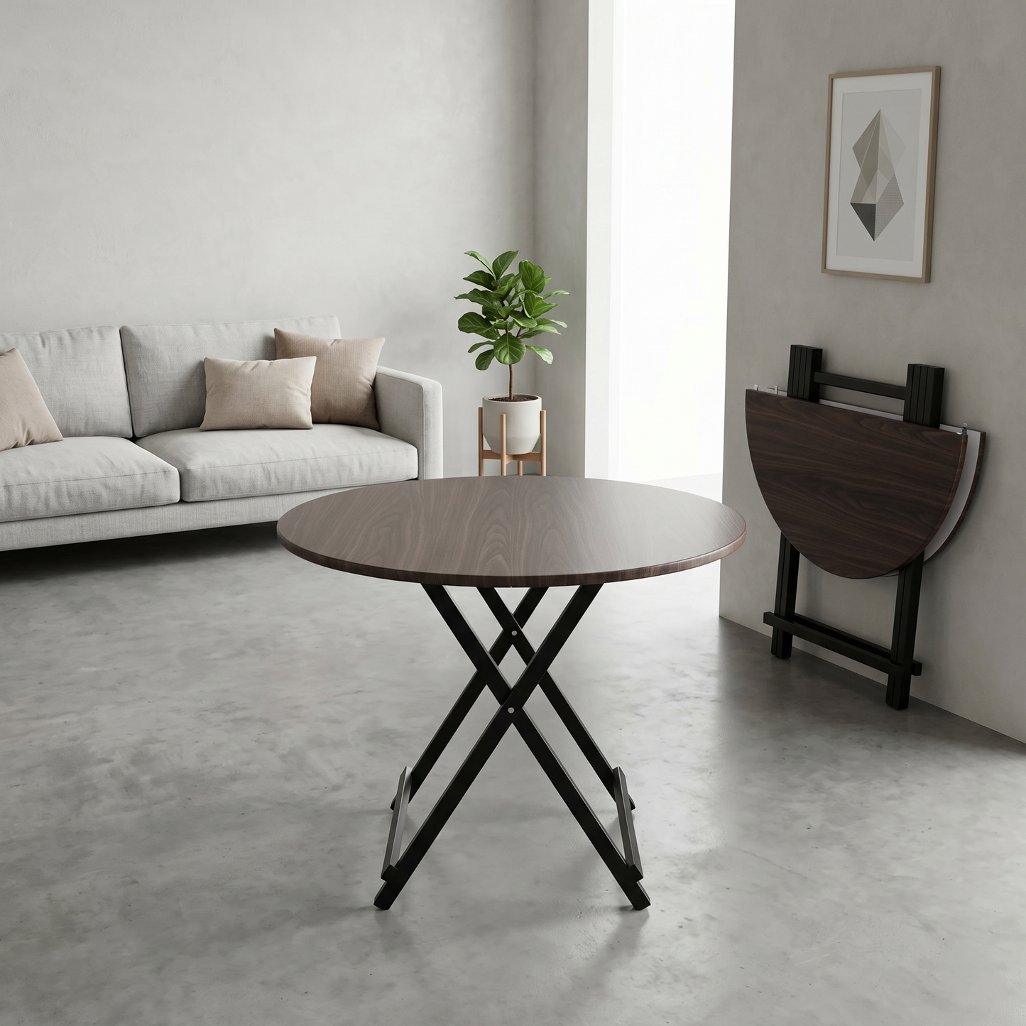 Round Folding Table (Wood Color)