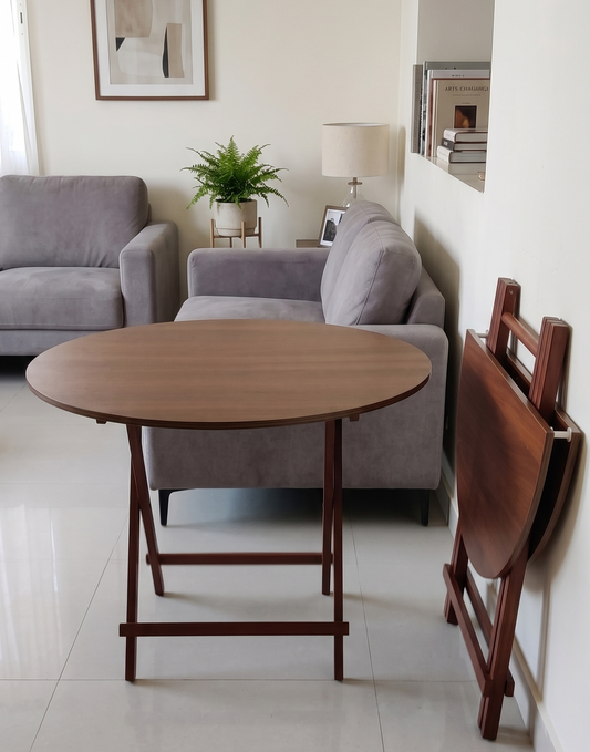 Round Foldable Table (Walnut)