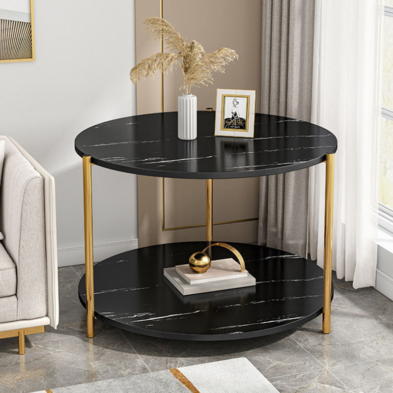 Round Coffee Side Table - (Black)