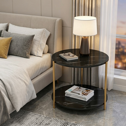 Round Coffee Side Table - (Black)