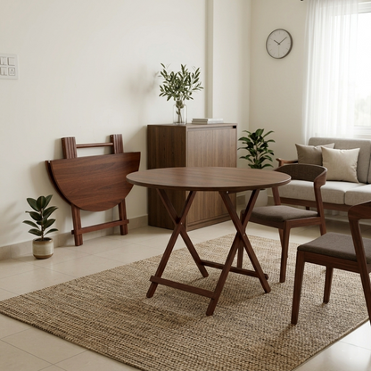 Round Foldable Table (Walnut)