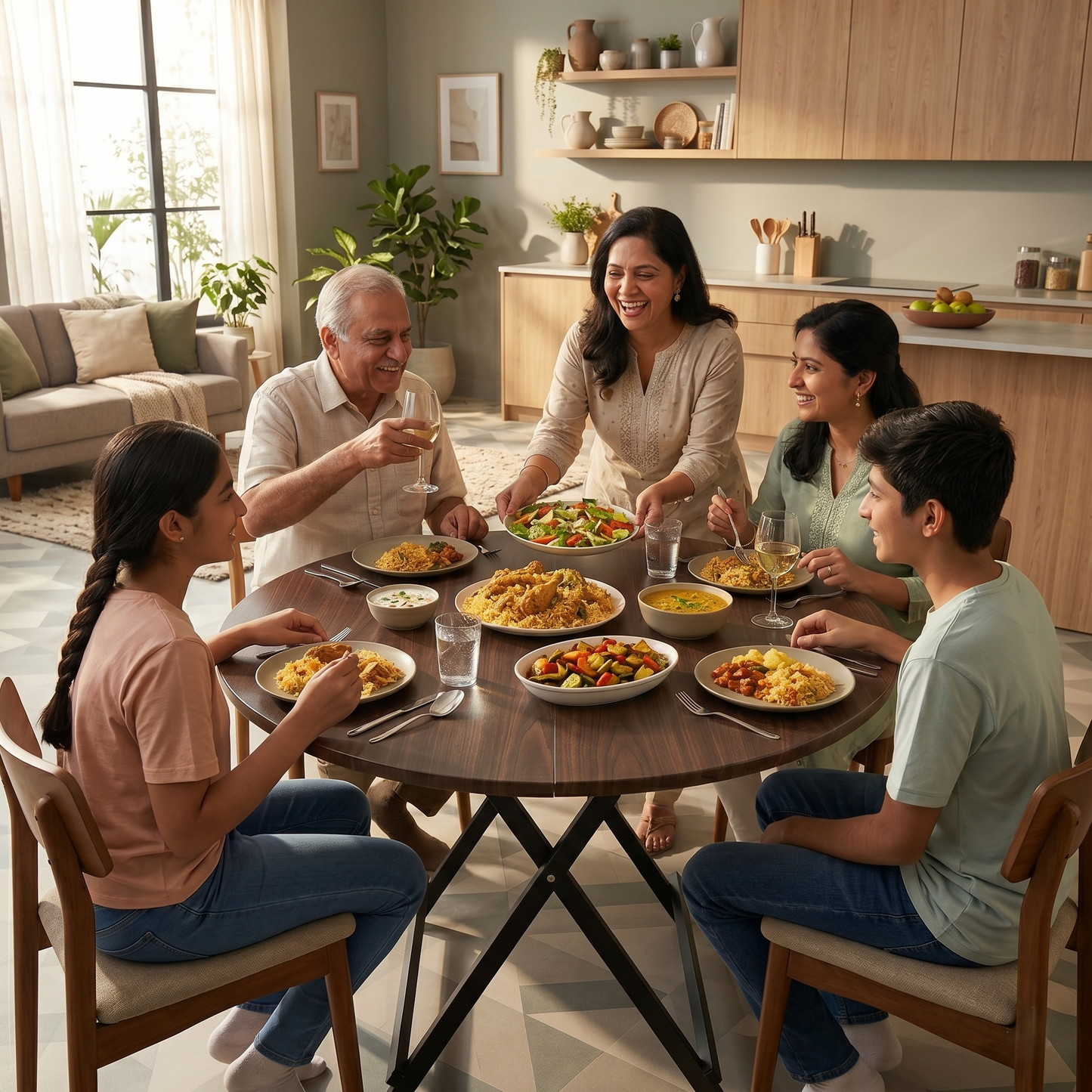 Round Folding Table (Wood Color)