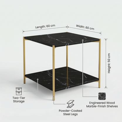 Square Coffee Side Table - (Black)
