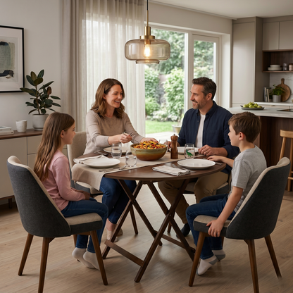 Round Foldable Table (Walnut)