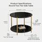 Round Coffee Side Table - (Black)