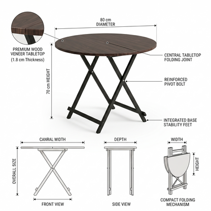 Round Folding Table (Wood Color)
