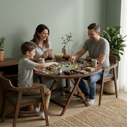 Round Foldable Table (Walnut)